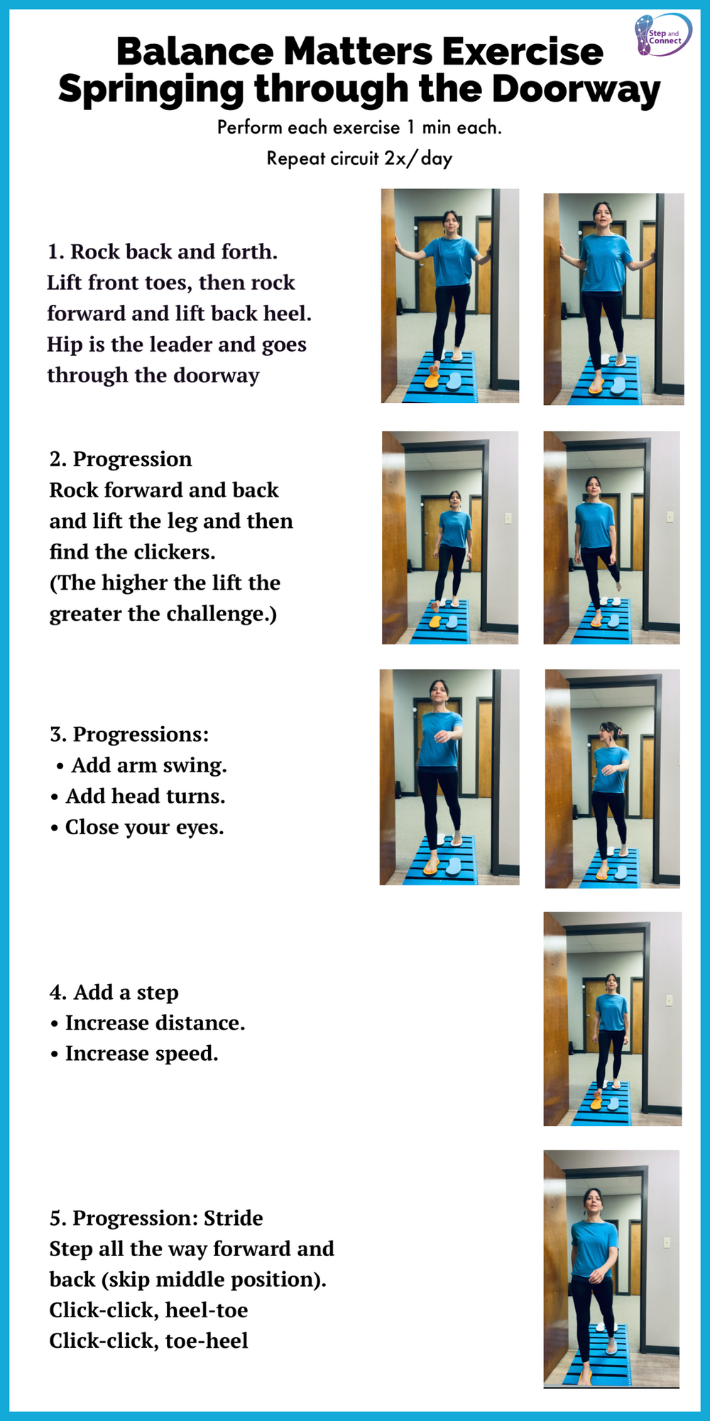 Springing Through the Doorway Exercise Handout – Step and Connect
